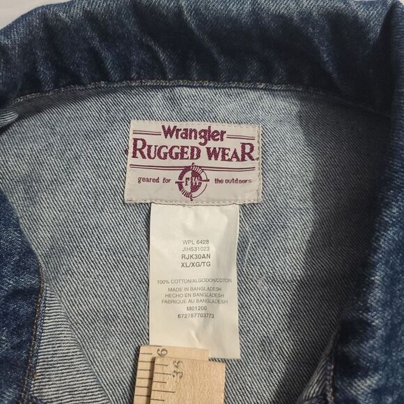 Wrangler Rugged Wear Mens Denim Jacket Blue Cotton Size XL - Picture 7 of 14